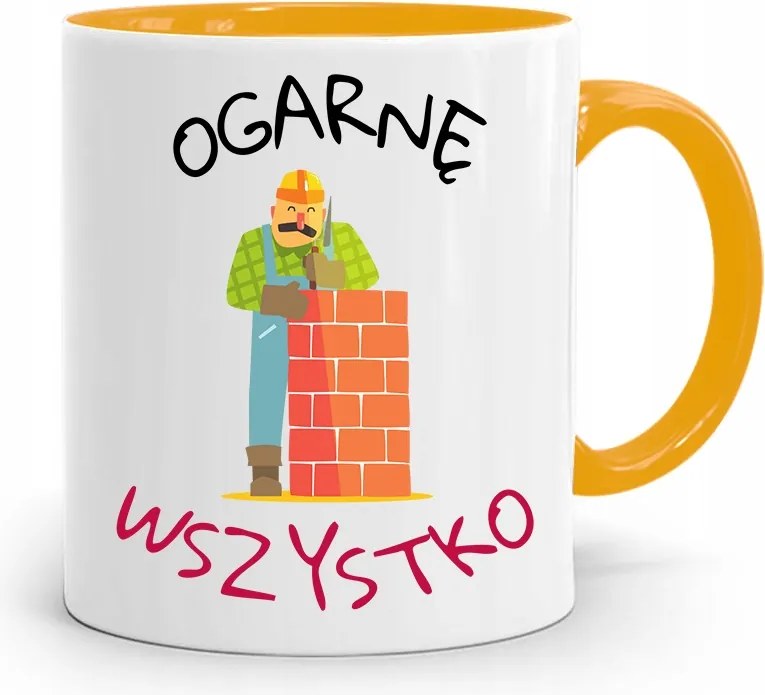 Sárga Építőipari Bögre Barkácsoló Ajándék fényképes nyomtatással