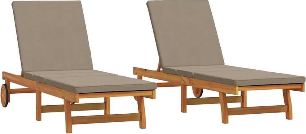 vidaXL Napozó 2-személy 2 pcs Barna Tömör Akácfa