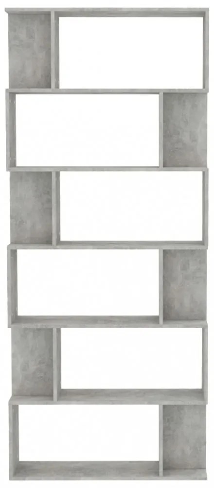 betonszürke szerelt fa könyvszekrény/térelválasztó 80x24x192 cm