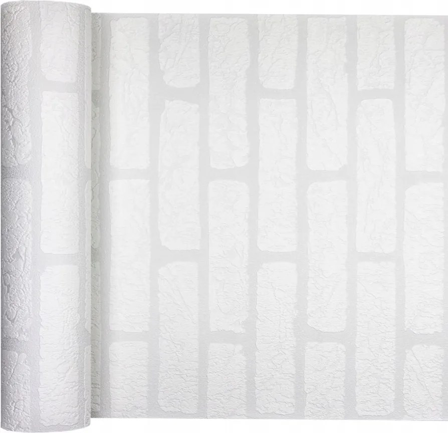 Fehér mosható vinil tégla tapéta