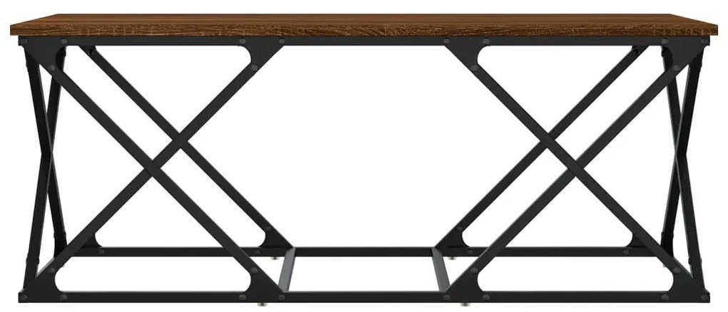 Barna tölgyszínű szerelt fa dohányzóasztal 100 x 49 x 40 cm