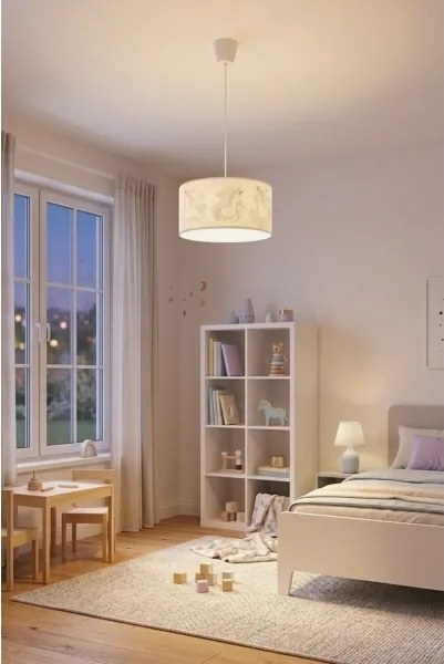 Brilagi - LED gyerek függeszték zsinóron BOBO 1xE27/60W/230V átm. 35 cm fehér/unikornis mintás