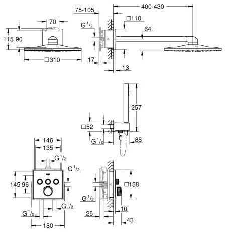 GROHE 34712000 - SMARTCONTROL zuhanyszett 310 × 310 mm, fényes króm