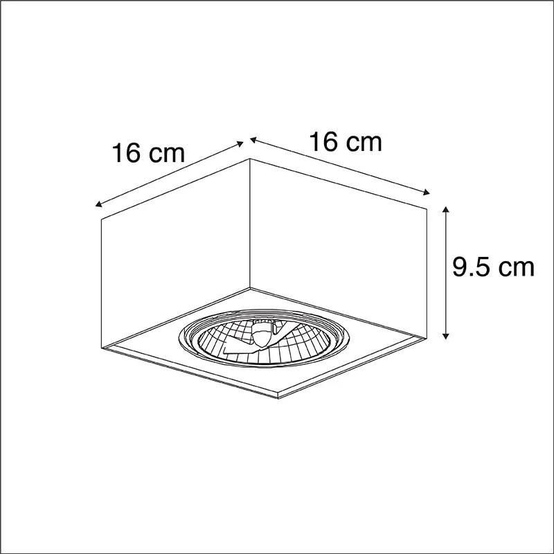 Design spotlámpa fekete négyzet alakú - Kaya