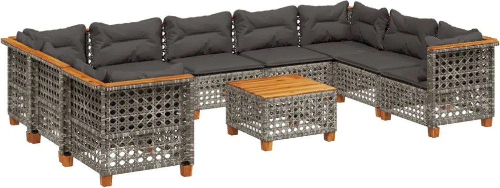 vidaXL 10 részes szürke polyrattan kerti ülőgarnitúra párnákkal