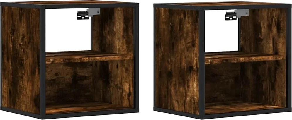 vidaXL 2db füstös tölgy színű fali éjjeliszekrény 40 x 31 x 39,5 cm