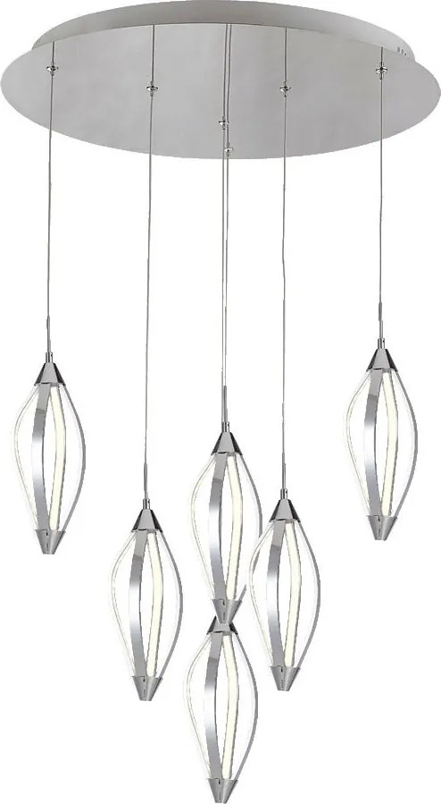 PREZENT 61305 SAKURA Többágú Függesztett Lámpa Fehér, Króm LED IP20