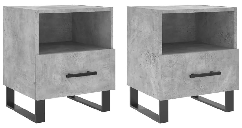 2 db betonszürke szerelt fa éjjeliszekrény 40 x 35 x 47,5 cm
