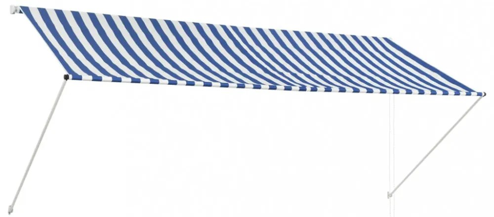feltekerhető kék és fehér napellenző 300 x 150 cm