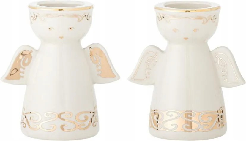 Bloomingville Faella Karácsonyi gyertyatartó angyalka 2 db fehér