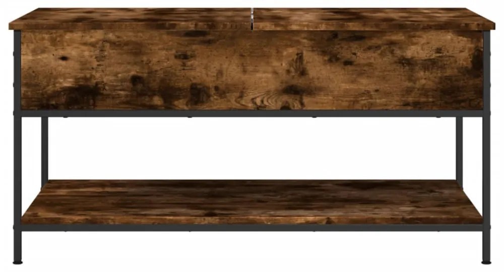 füstös tölgy szerelt fa és fém dohányzóasztal 100 x 50 x 50 cm