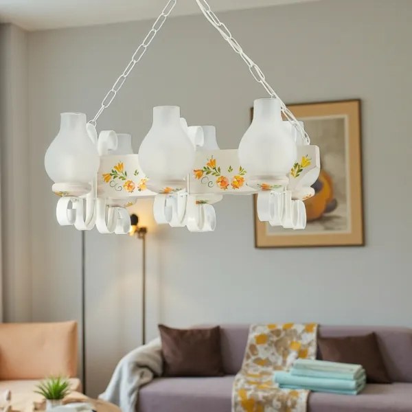 Brilagi - QUEEN láncos csillár 6xE14/40W/230V bükk/krém