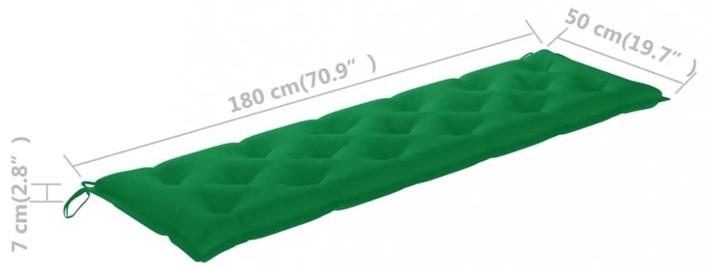zöld oxford szövet kerti padpárna 180 x 50 x 7 cm