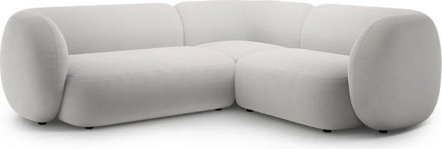Világosszürke bársony sarokkanapé (jobb oldali-L alakú) Kate – Micadoni