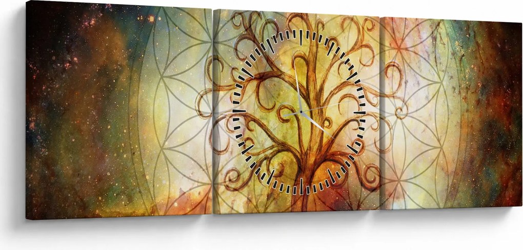 Absztrakt kép fáról (órával) (90x30 cm)