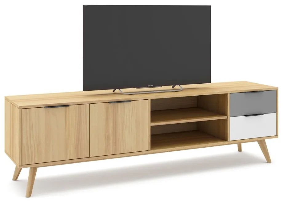 Natúr színű borovi fenyő TV-állvány 180x53 cm Elfa – Marckeric