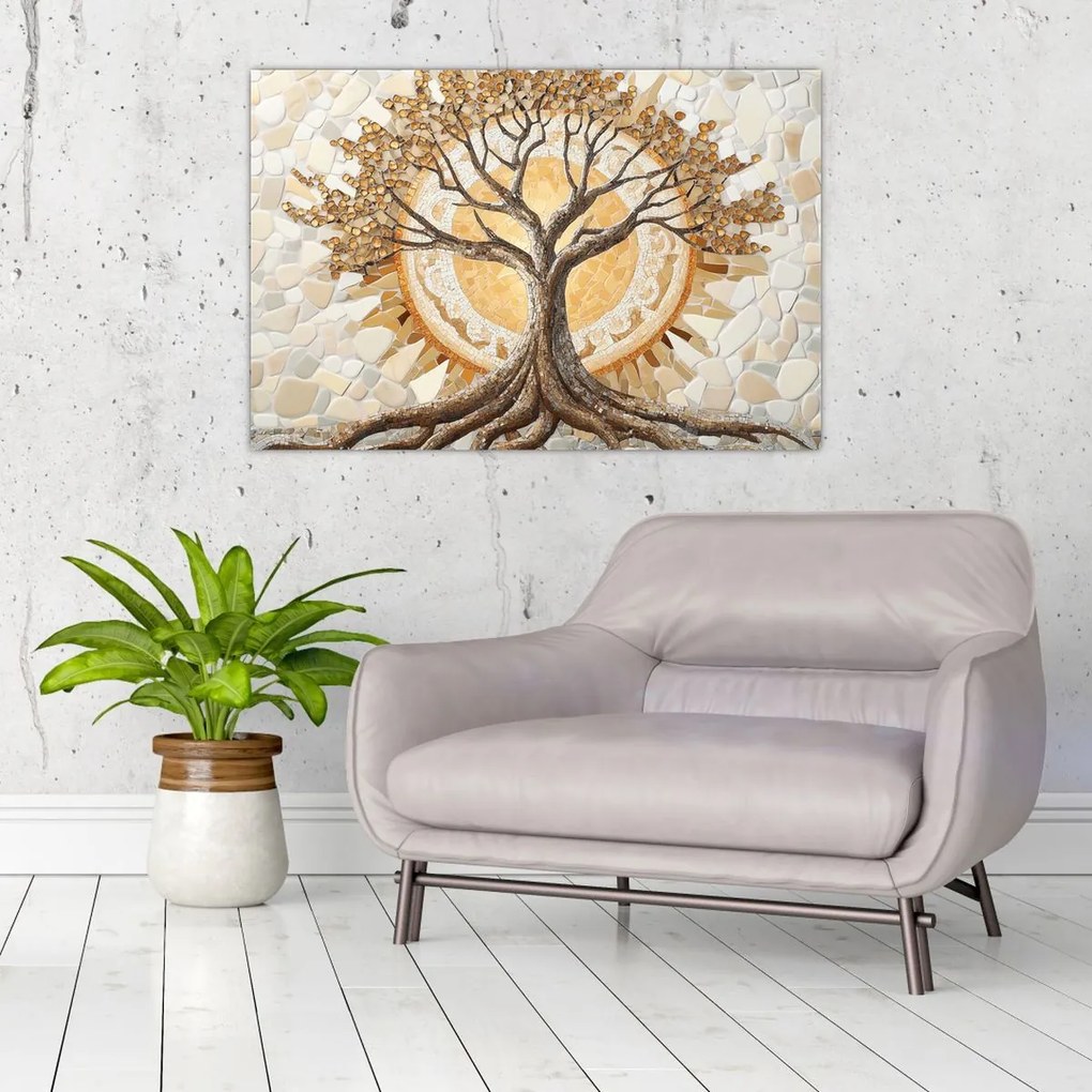 Kép – Arany életfa mozaikban (90x60 cm)