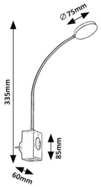 Rabalux 71284 - LED dimmelhető fali lámpa TIVRO 4W/230V, konnektorba dugható USB-csatlakozóval, fekete