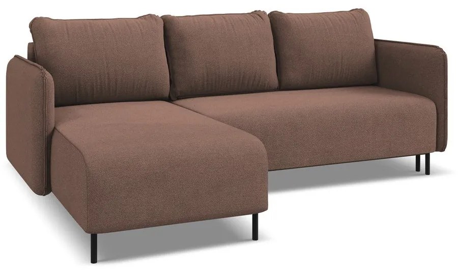 Rózsaszín kinyitható-tárolóhelyes sarokkanapé (bal oldali) Luana – Makamii