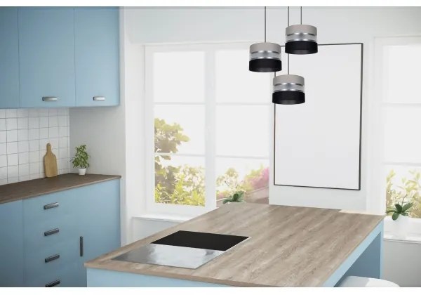 Csillár zsinóron CORAL 3xE27/60W/230V fekete/szürke/króm átm. 45 cm