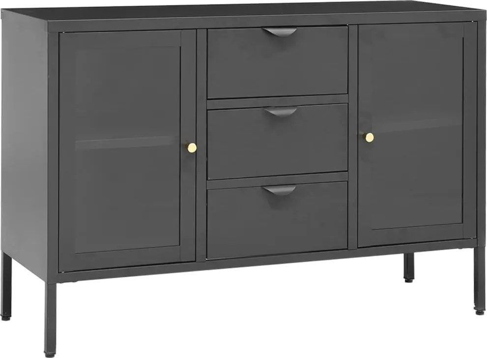 vidaXL antracitszürke acél és edzett üveg tálalószekrény 105x35x70 cm