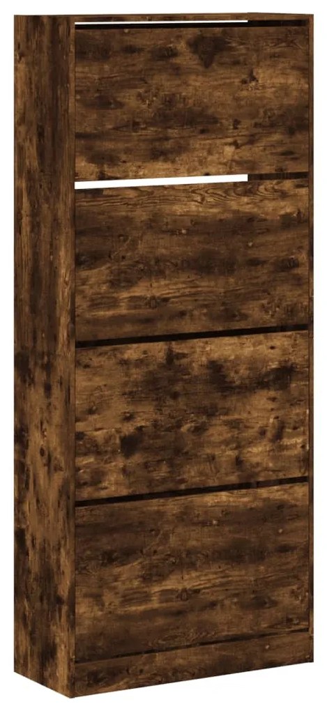 füstös tölgy cipőszekrény 4 kihajtható fiókkal 80x34x187,5 cm