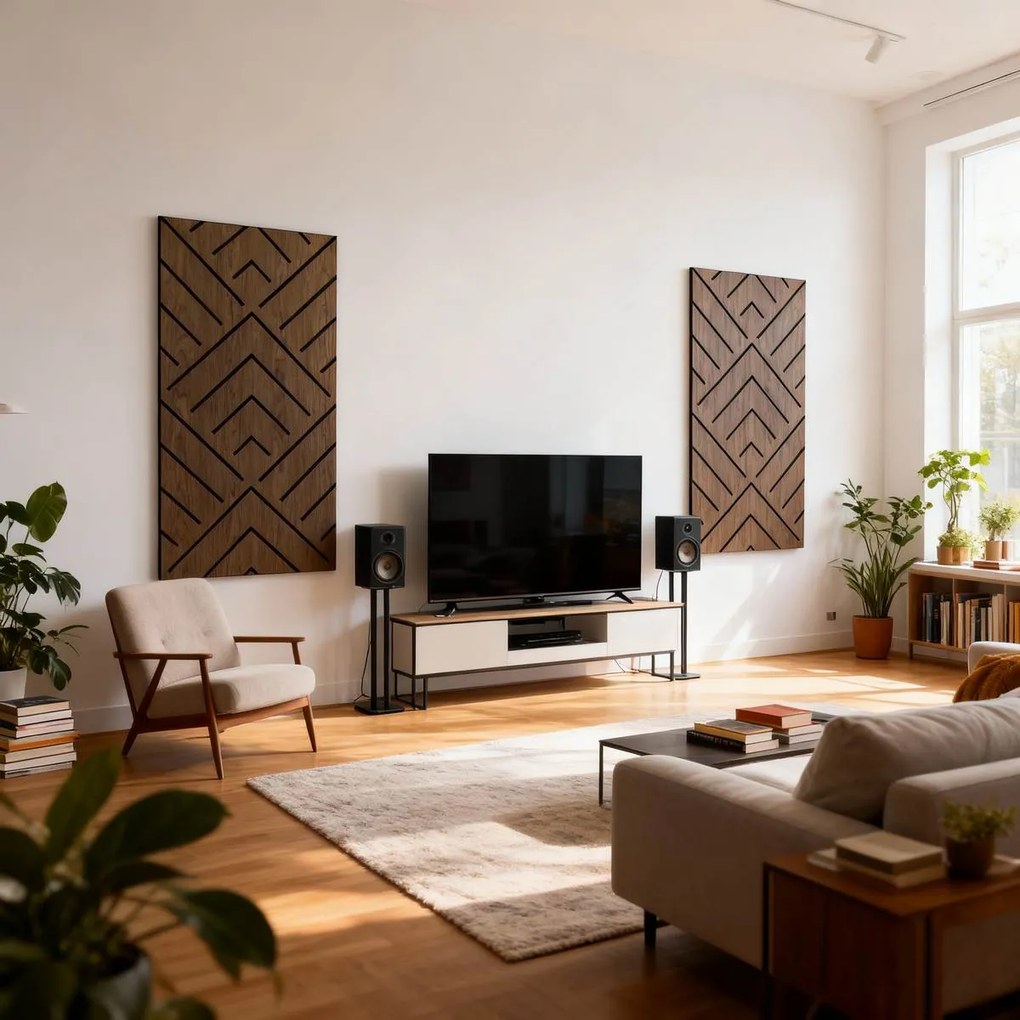 Freja V mintás akusztikus falipanel 120x60x0,9cm - sötét tölgy - sötét tölgy