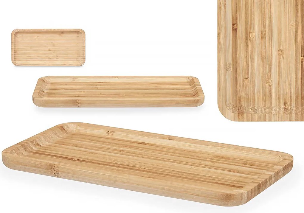 Öko Tálca Snack Tálaló Állvány Bambusz Tányér 30x15 Ar