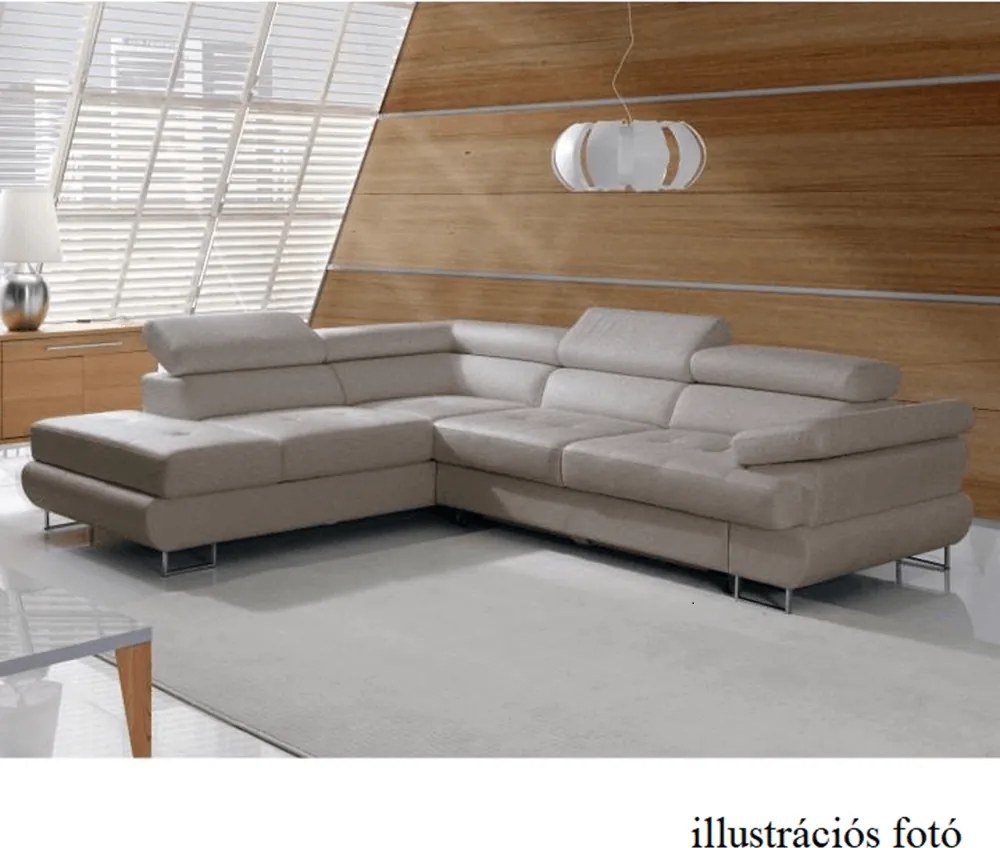 Ülőgarnitúra tárolóhellyel, világosbarna melír, szövet, balos, BUTON R