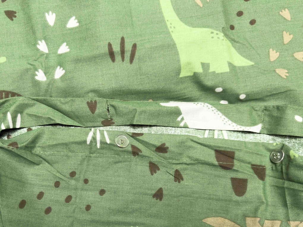 Pamut ágynemű kiságyhoz DINO STEPS sötétzöld Ágyneműhuzat mérete: 45 x 65 cm | 90 x 135 cm