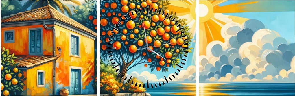 Kép - Ház narancsokkal I. (órával) (90x30 cm)