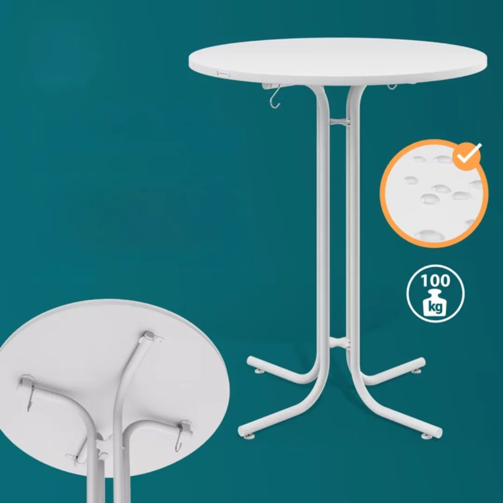 RAUL összecsukható bárasztal 110x80cm, fehér Casaria