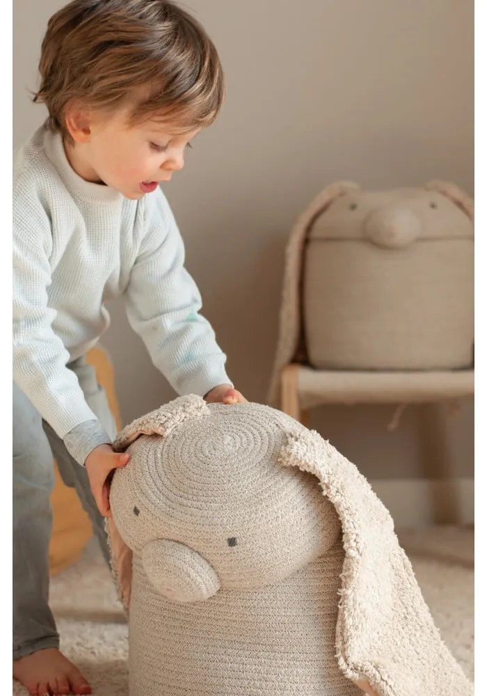 Krémszínű textil játéktároló kosár ø 25x30 cm Rita the Rabbit – Lorena Canals