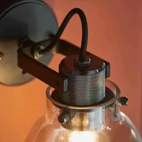 Endon 107011 - URBAN fali spotlámpa 1xE27/10W/230V fekete/füstös fekete