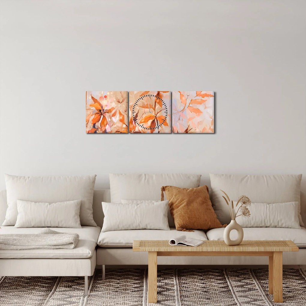Kép - Festett virágok (órával) (90x30 cm)