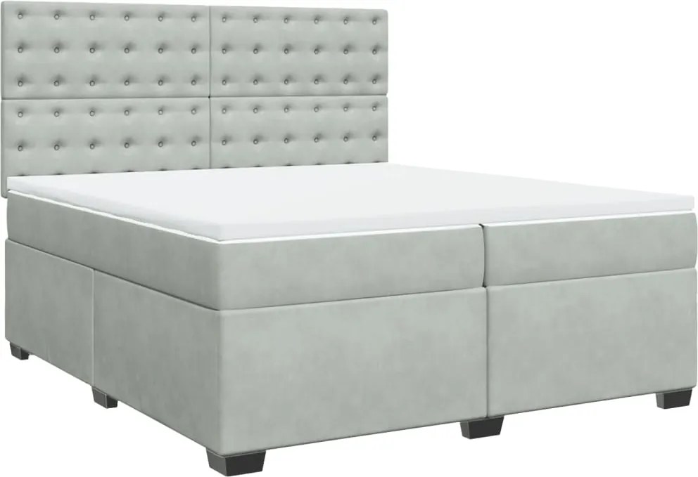 vidaXL világosszürke bársony rugós ágy matraccal 200x200 cm