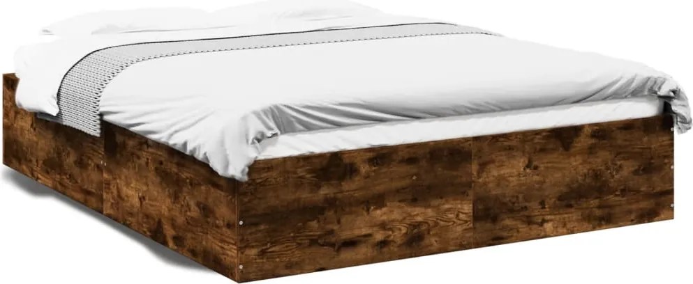 vidaXL füstös tölgy színű szerelt fa ágykeret 150 x 200 cm