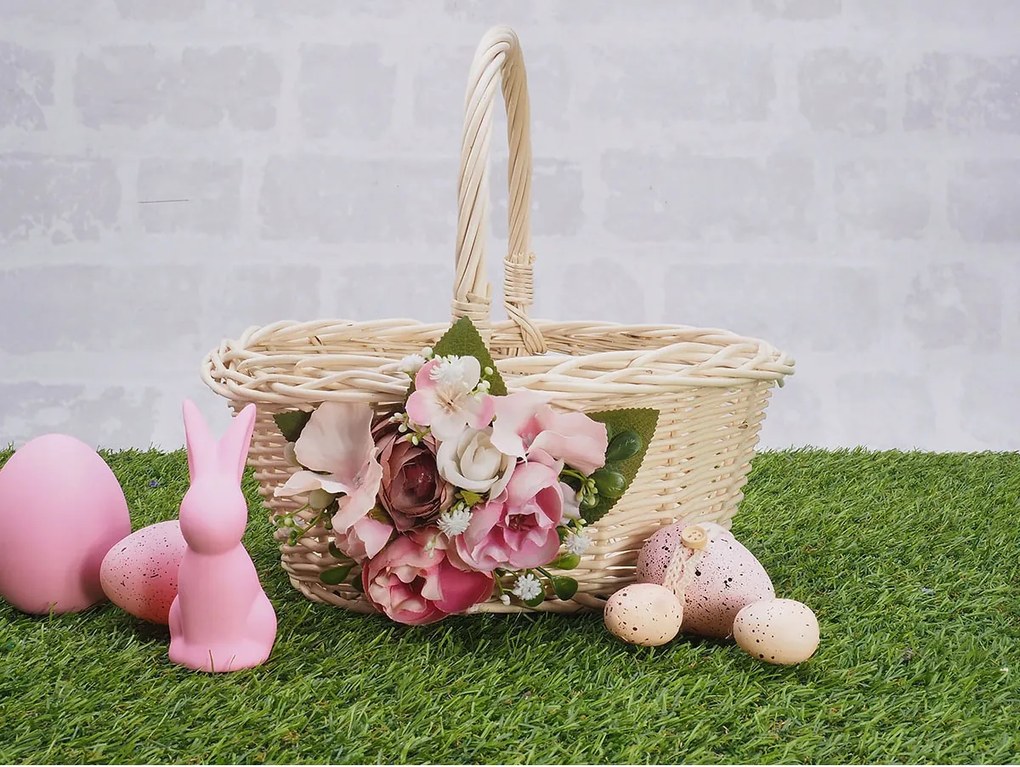 Húsvéti kosár dekoráció Fehér karácsonyi kosár Ovális virág