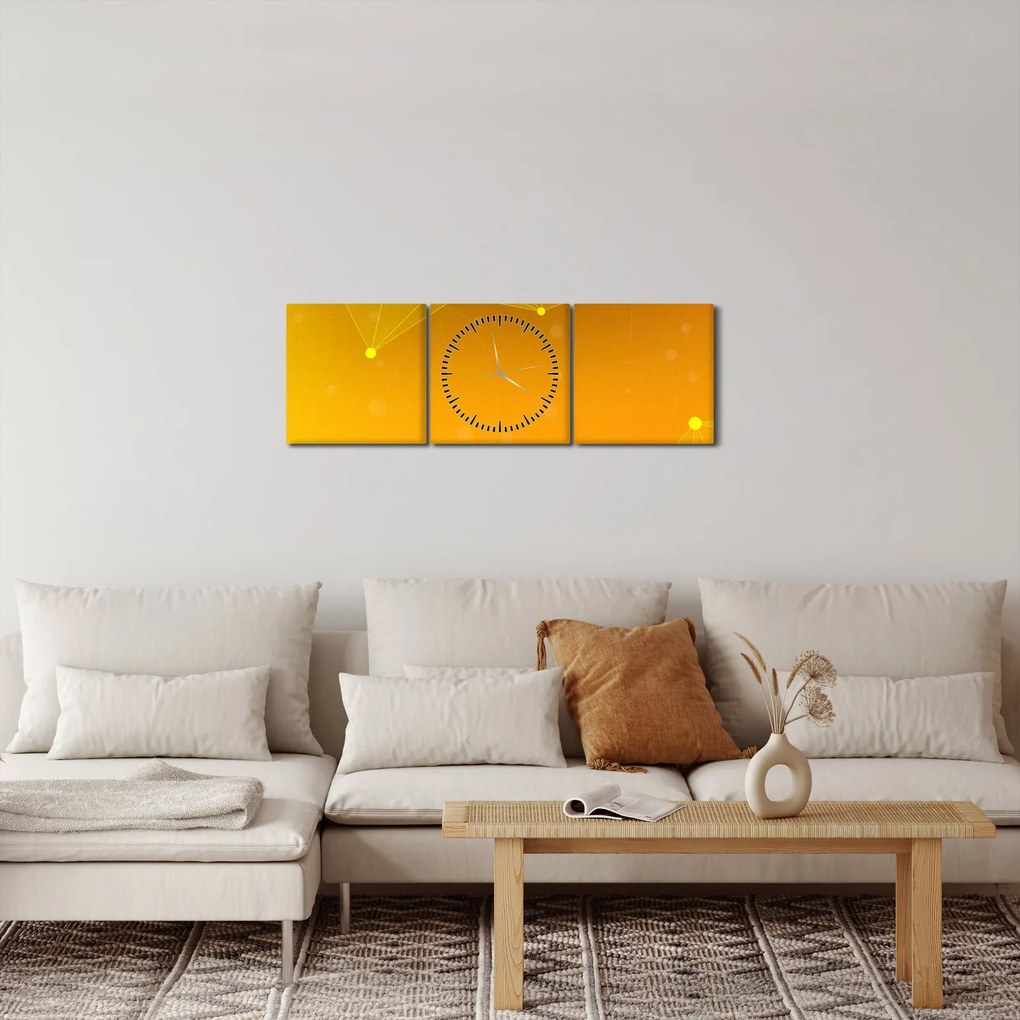 Absztrakt sárga kép (órával) (90x30 cm)