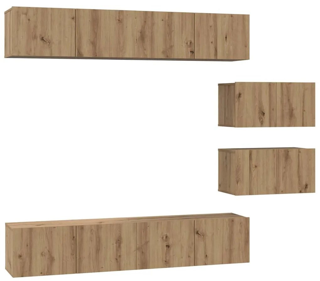 TV Szekrény Szett 6 pcs kézműves tölgy 80 x 30 x 30 cm Közepes