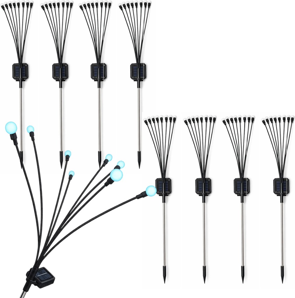 Napelemes Kerti Led Lámpák 8x Golyók Fa Fehér Hideg 8 db