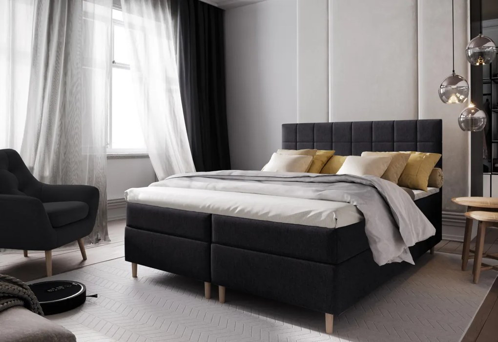 SICILIE kárpitozott boxspring ágy, 140x200, inari 24