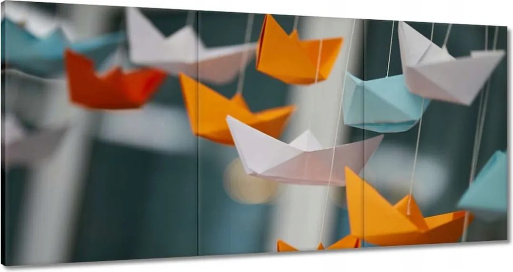 Vászonkép 180x90 Lógó papírhajók