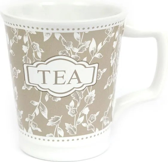 Kerámia Bögre Bézs Fehér Tea 250ml Tea