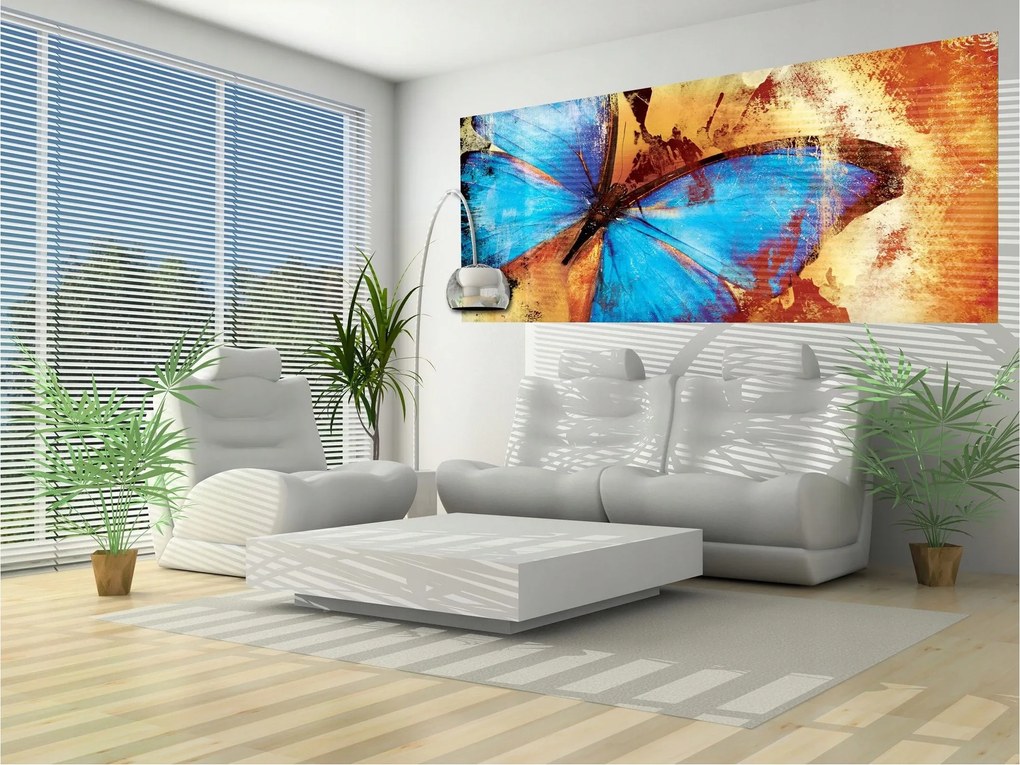 Fotótapéta Kék pillangó Vintage Elegancia és nyugalom 250x104 +ragasztó