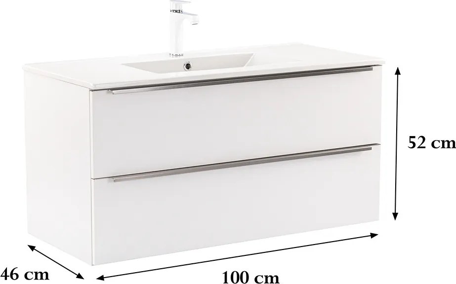 Vario Trim 100 alsó szekrény mosdóval fehér-fehér