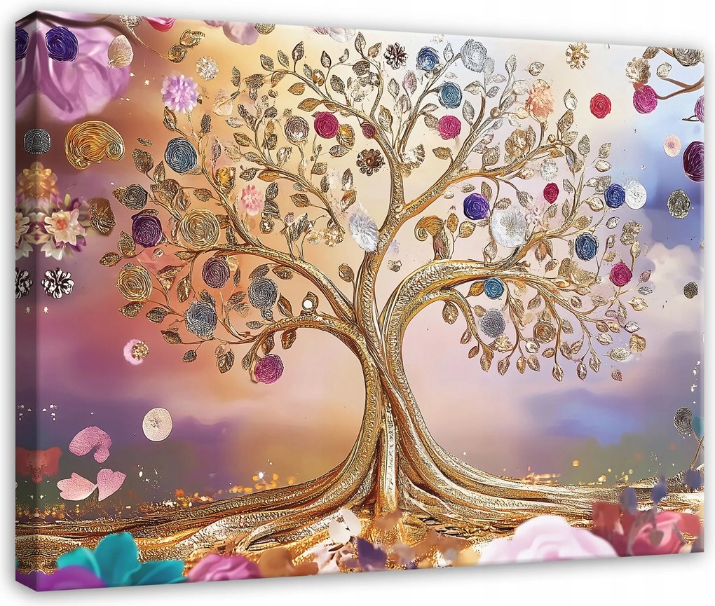 Vászonkép Fa Absztrakt Virágok Nappali Hálószoba Konyha Vászon 120x80