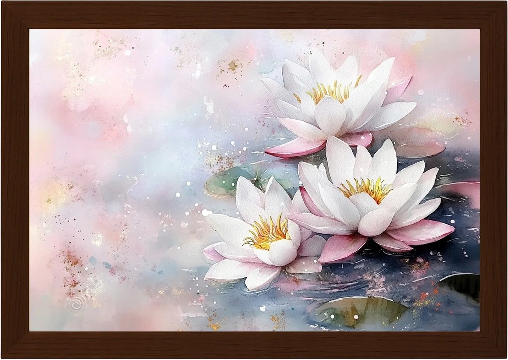 Poszter Keret Fa Természet Víz Virágok Nenufary Vízililiom 60x40