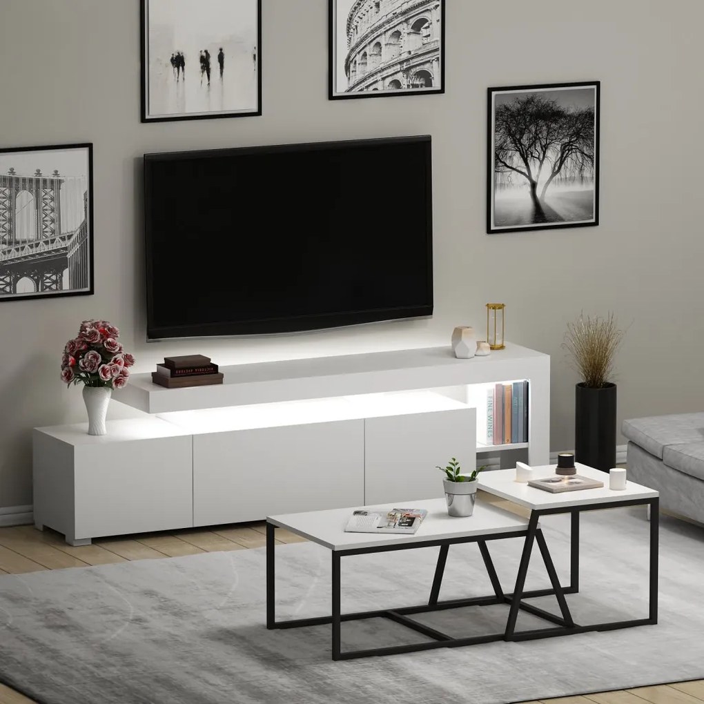 Beliz nappali bútorszett, fehér, 192 cm