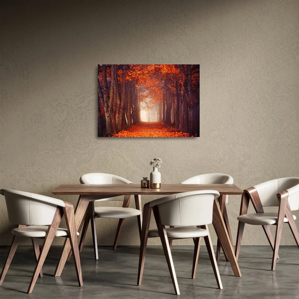 Kép - őszi erdő (üvegen) (70x50 cm)
